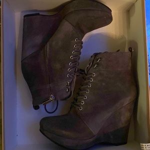 Grey wedge ankle boots
